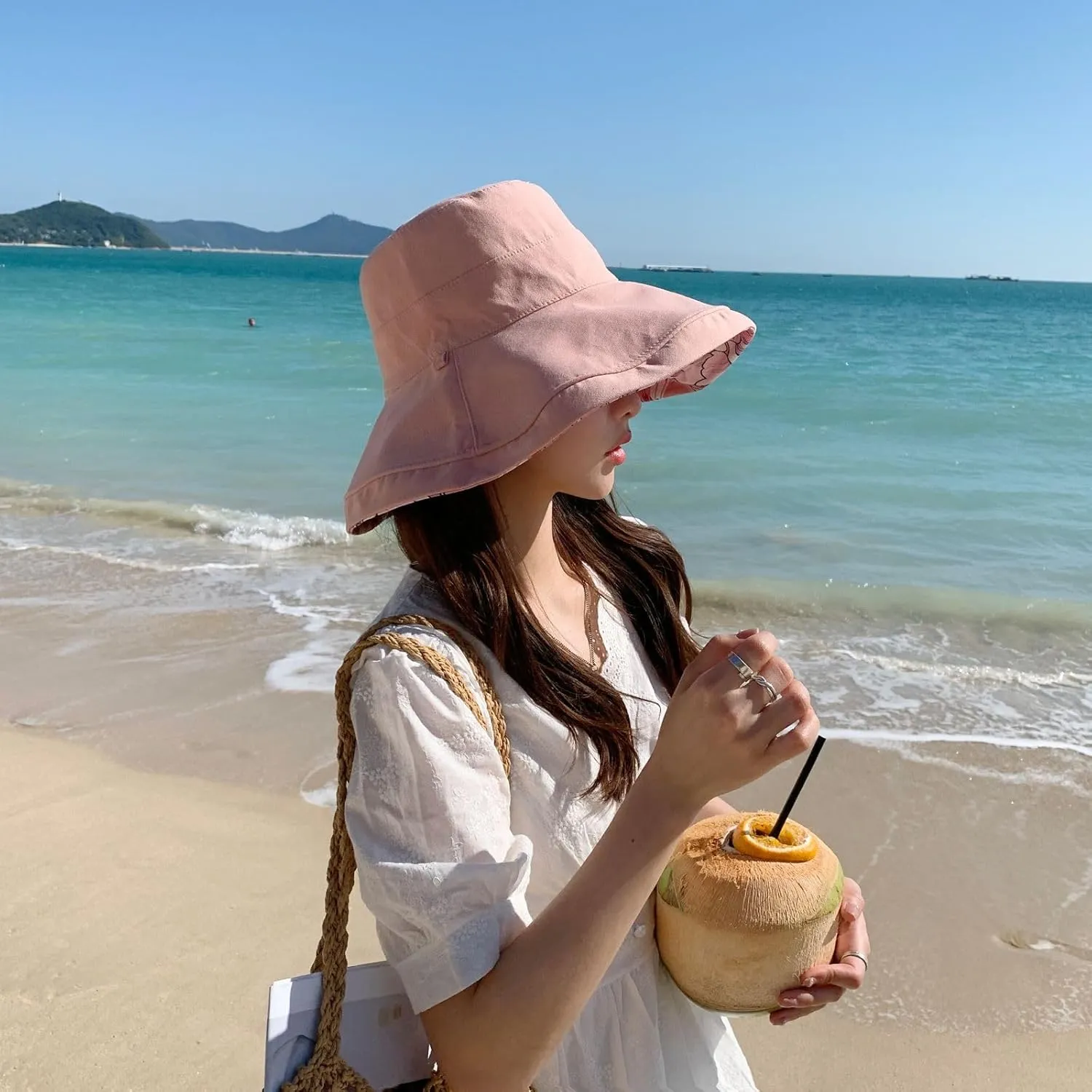 Womens Sun Hats UPF 50  with Wide Brim Double Sided Wearable Summer Outdoor Foldable Beach Travel Fishing Hat