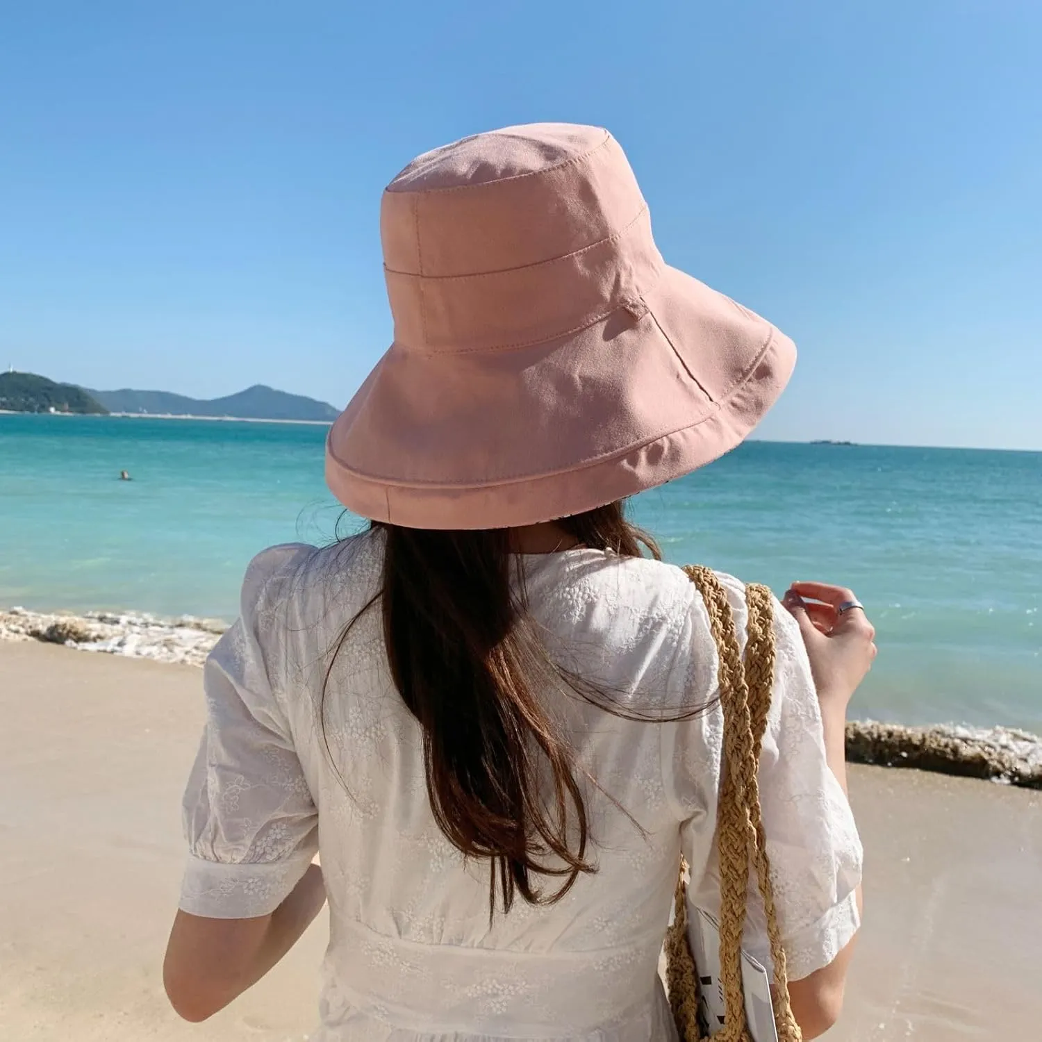 Womens Sun Hats UPF 50  with Wide Brim Double Sided Wearable Summer Outdoor Foldable Beach Travel Fishing Hat