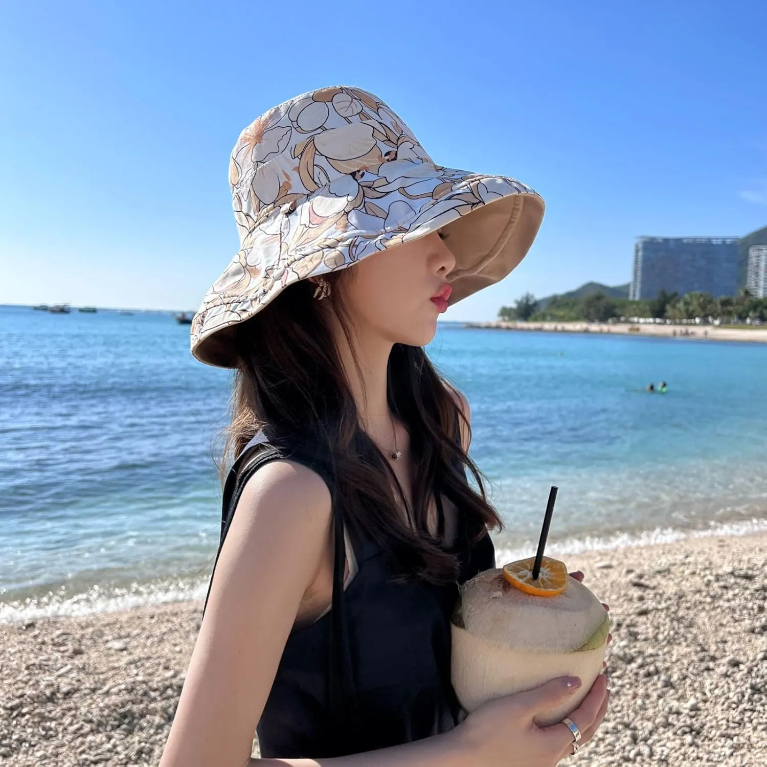 Womens Sun Hats UPF 50  with Wide Brim Double Sided Wearable Summer Outdoor Foldable Beach Travel Fishing Hat