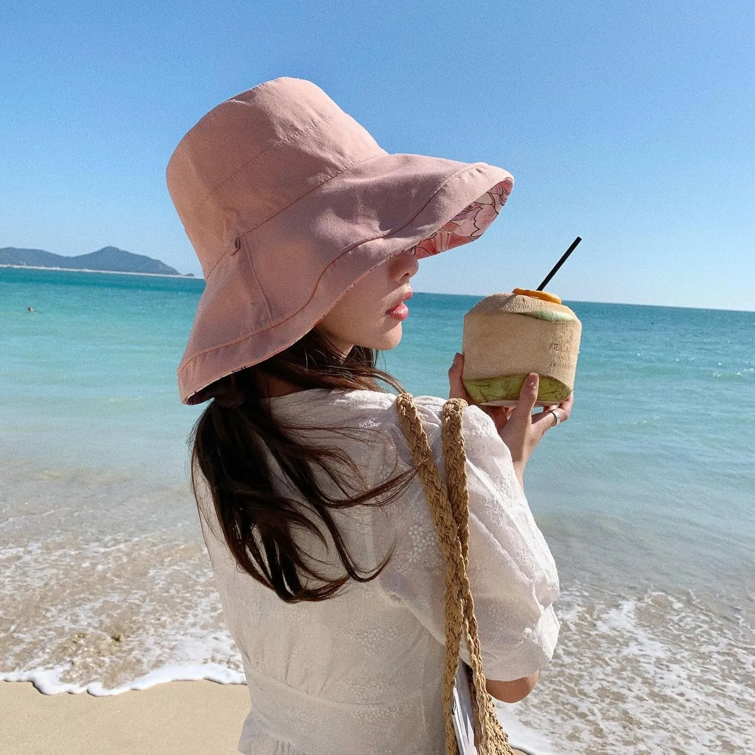 Womens Sun Hats UPF 50  with Wide Brim Double Sided Wearable Summer Outdoor Foldable Beach Travel Fishing Hat