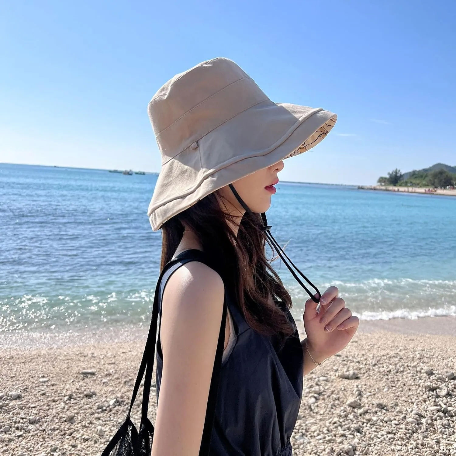 Womens Sun Hats UPF 50  with Wide Brim Double Sided Wearable Summer Outdoor Foldable Beach Travel Fishing Hat