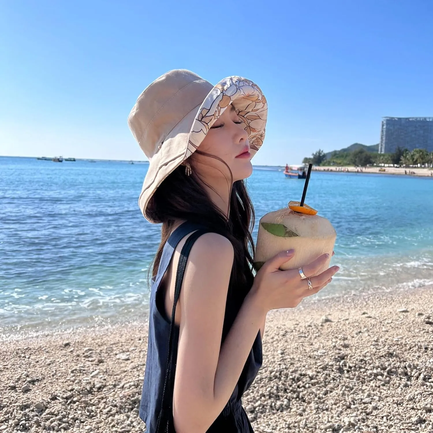 Womens Sun Hats UPF 50  with Wide Brim Double Sided Wearable Summer Outdoor Foldable Beach Travel Fishing Hat
