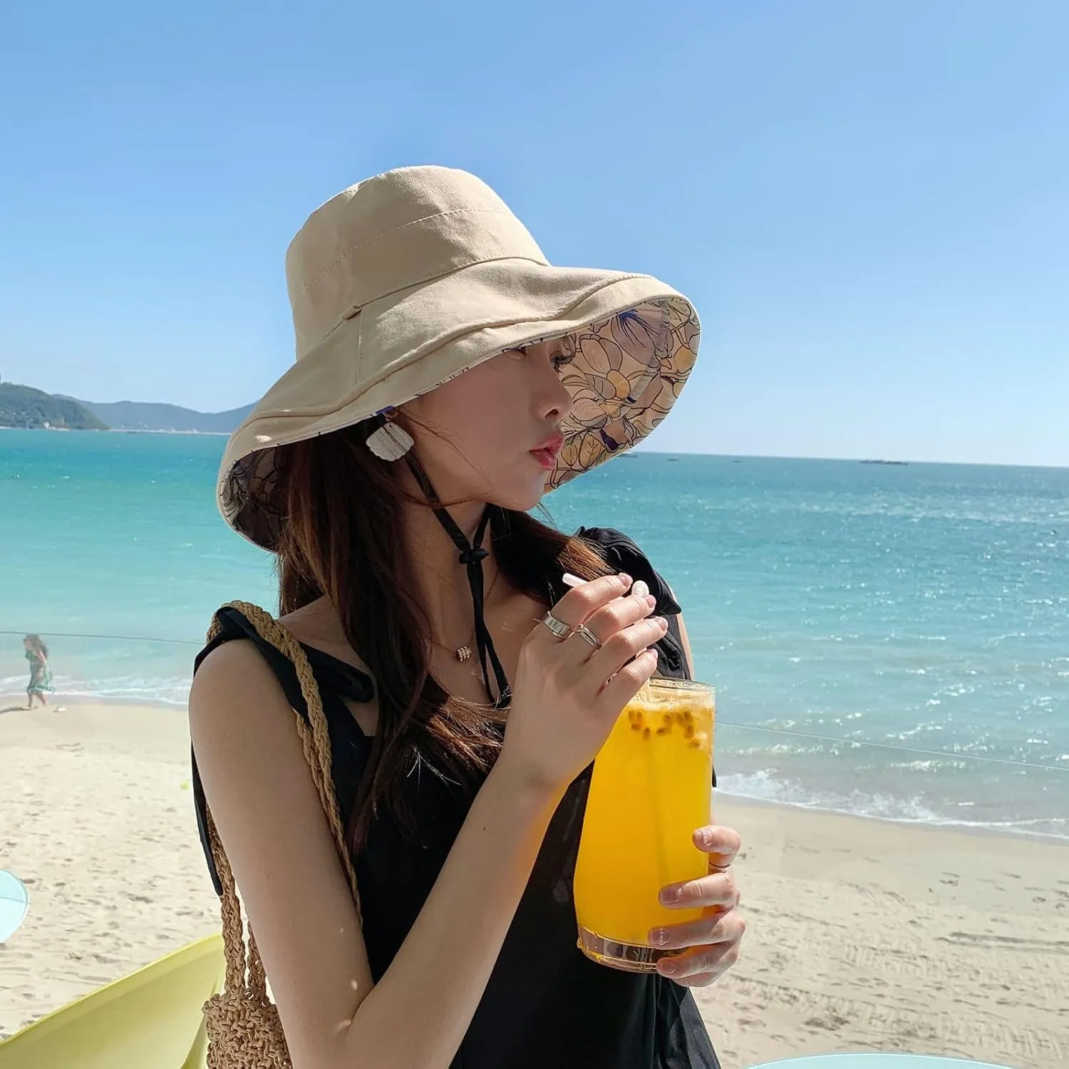 Womens Sun Hats UPF 50  with Wide Brim Double Sided Wearable Summer Outdoor Foldable Beach Travel Fishing Hat