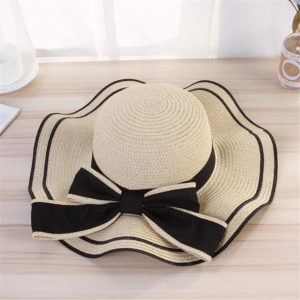 Women's Sun Visor Hats Wide Brim Straw Beach Hat Wide Brim Derby Hats Floppy Straw Hat Foldable Packable Summer Hats