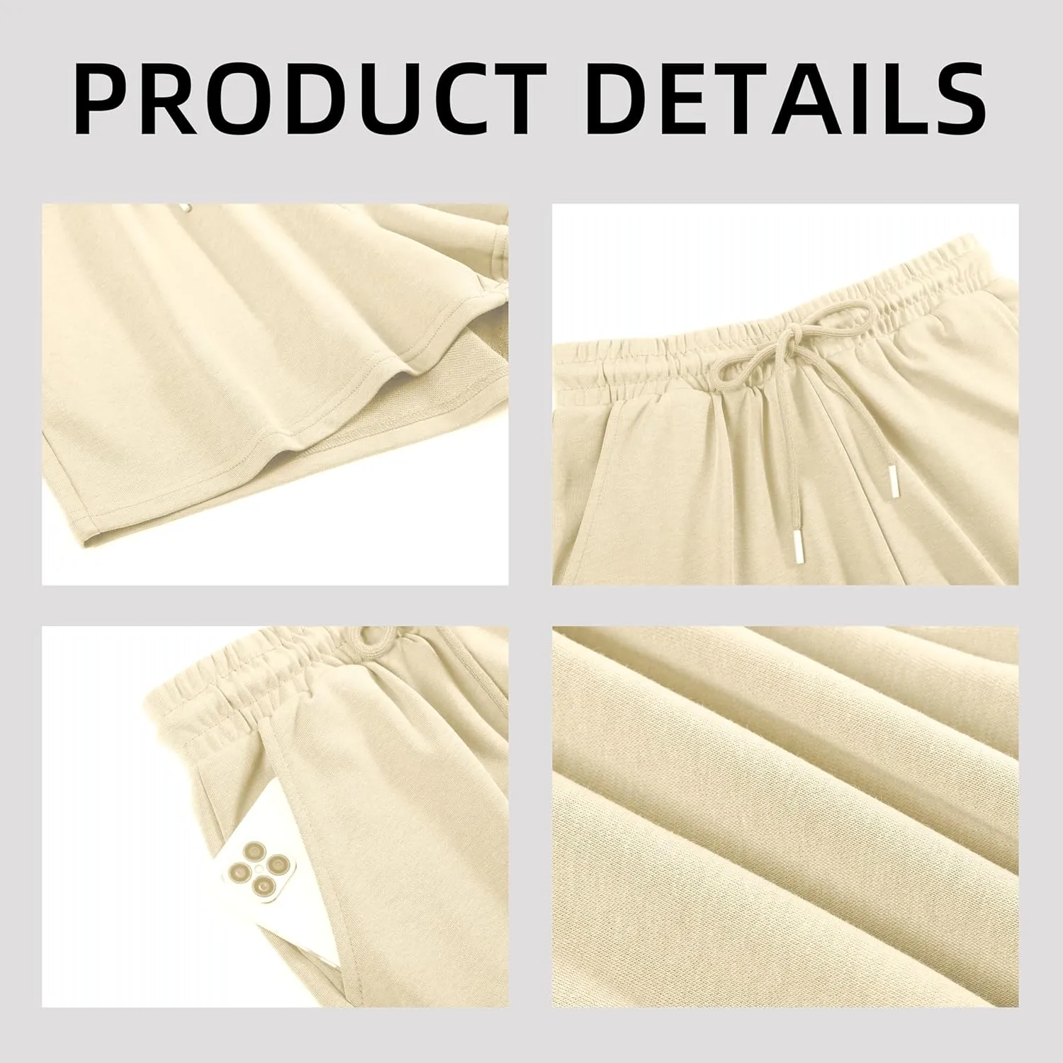 Women's Sweat Athletic Shorts Jogger Summer Loose Drawstring Waist Bermuda Shorts with Pockets