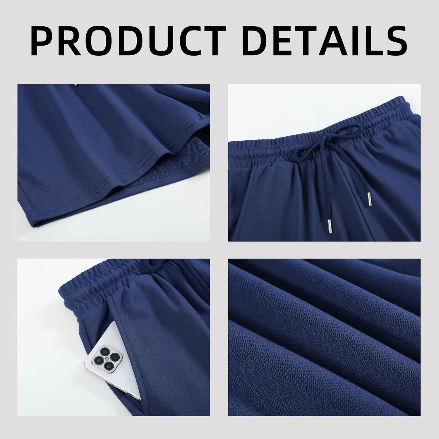 Women's Sweat Athletic Shorts Jogger Summer Loose Drawstring Waist Bermuda Shorts with Pockets