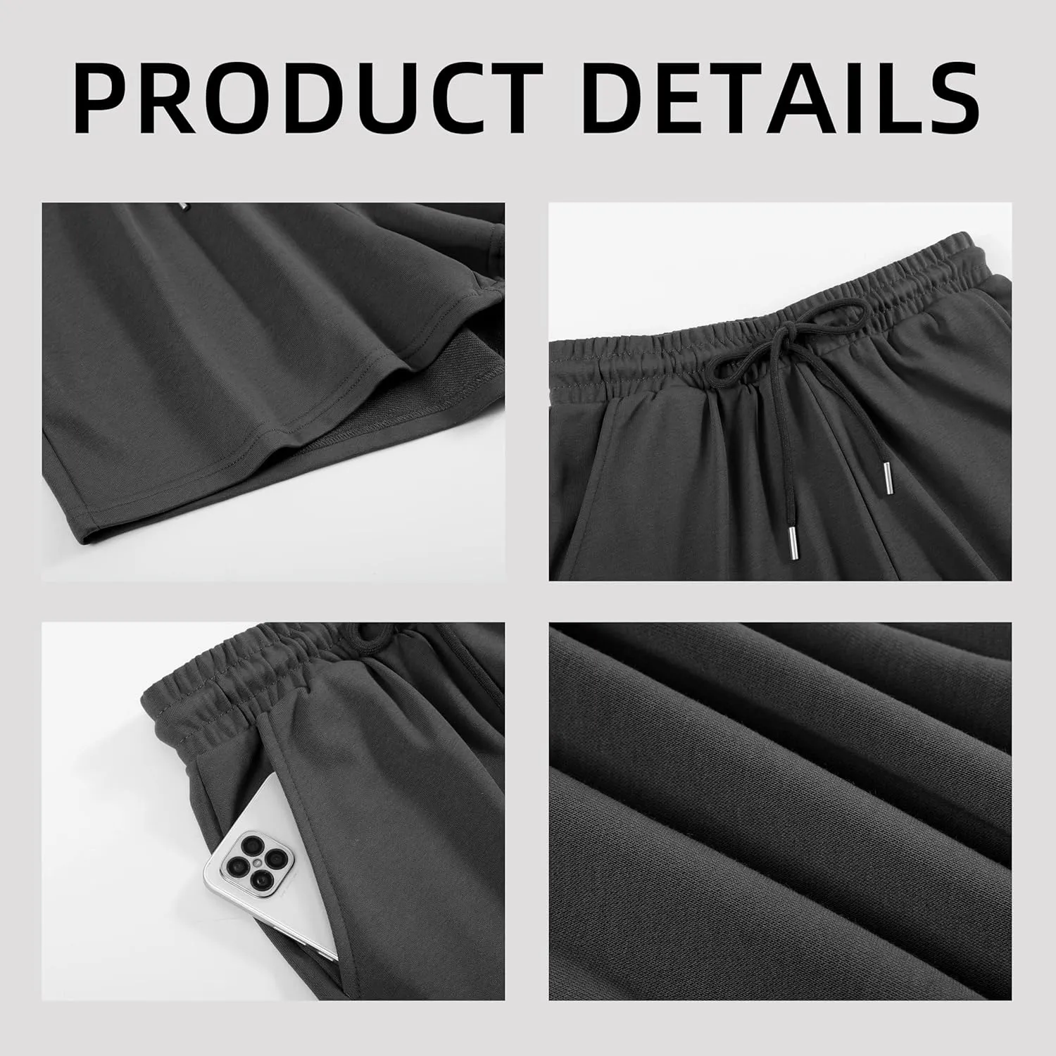 Women's Sweat Athletic Shorts Jogger Summer Loose Drawstring Waist Bermuda Shorts with Pockets