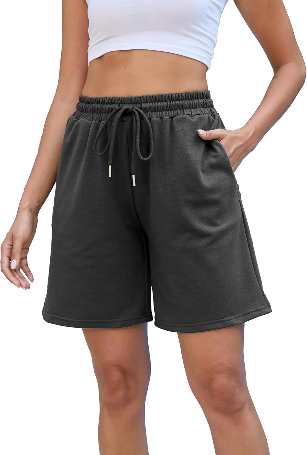 Women's Sweat Athletic Shorts Jogger Summer Loose Drawstring Waist Bermuda Shorts with Pockets