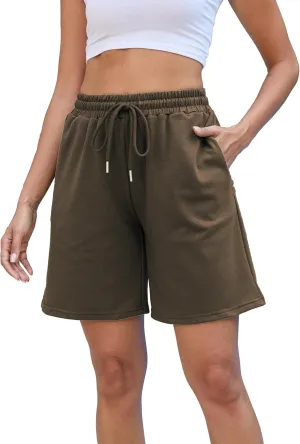Women's Sweat Athletic Shorts Jogger Summer Loose Drawstring Waist Bermuda Shorts with Pockets