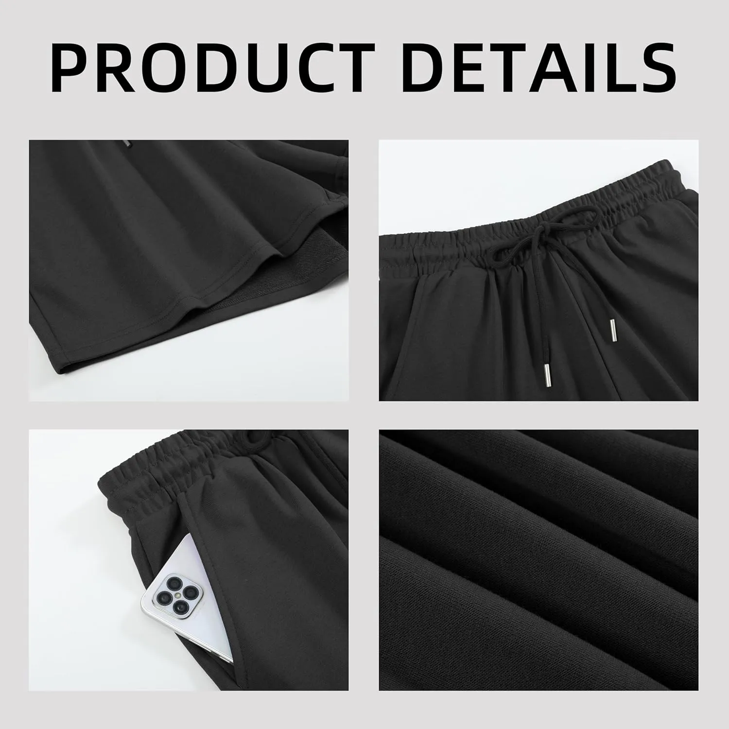 Women's Sweat Athletic Shorts Jogger Summer Loose Drawstring Waist Bermuda Shorts with Pockets