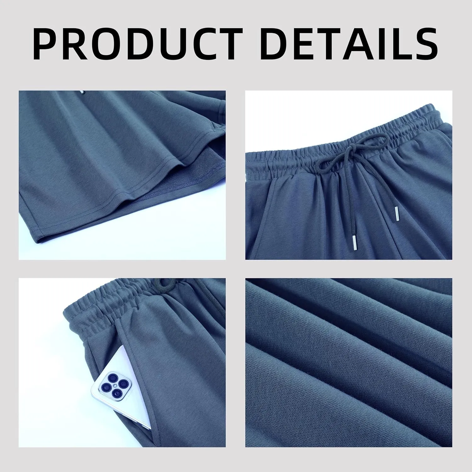 Women's Sweat Athletic Shorts Jogger Summer Loose Drawstring Waist Bermuda Shorts with Pockets