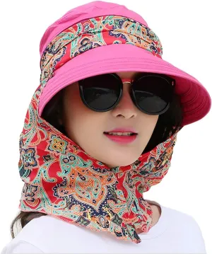 Women's UPF 50 Sun Visor Detachable Flap Hat Foldable Wide Brimmed UV Protection Hat