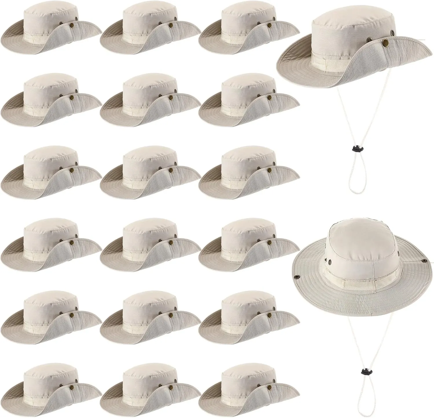 Xtinmee 20 Pcs Boonie Hat Bulk Wide Brim Bucket Hat Safari Hats Outdoor Sun Hats for Hiking Camping with Adjustable Strap