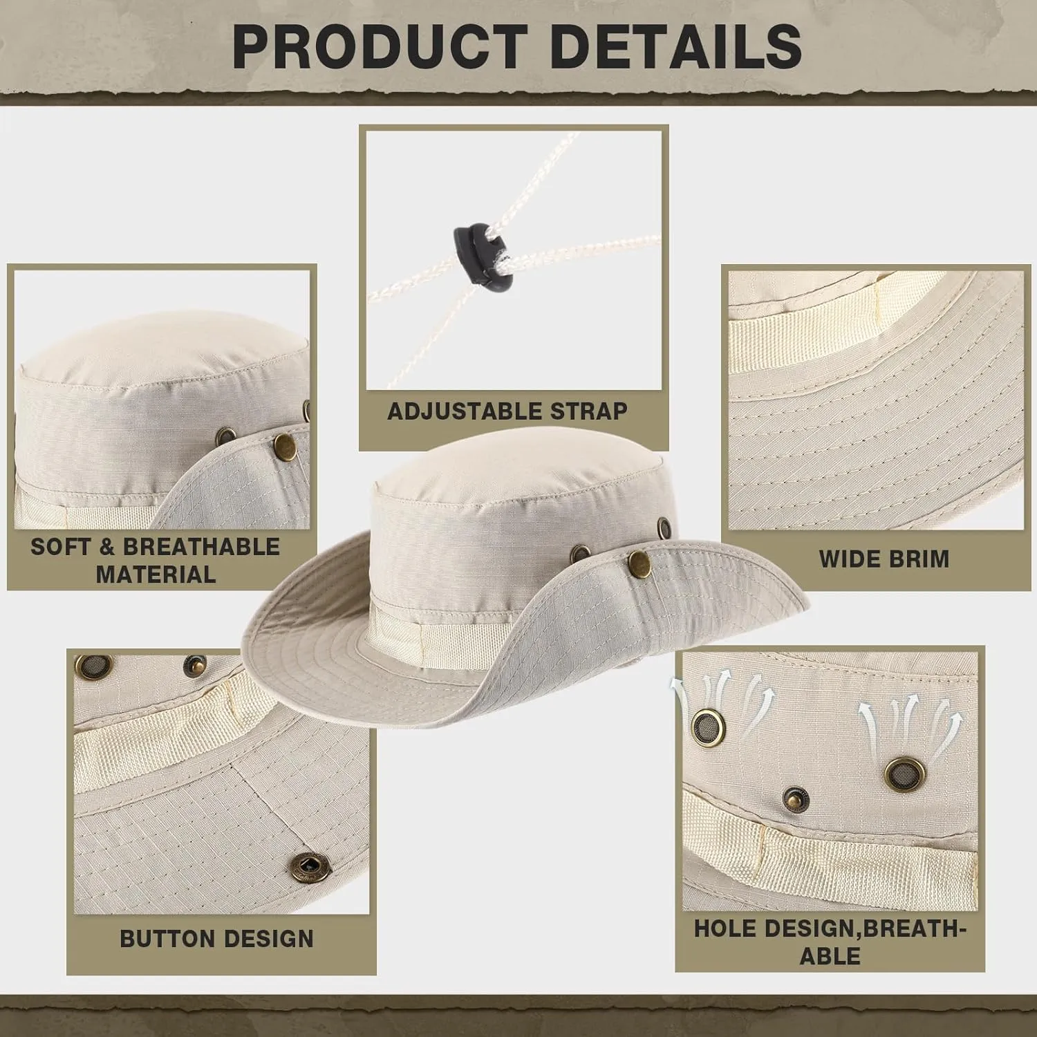 Xtinmee 20 Pcs Boonie Hat Bulk Wide Brim Bucket Hat Safari Hats Outdoor Sun Hats for Hiking Camping with Adjustable Strap