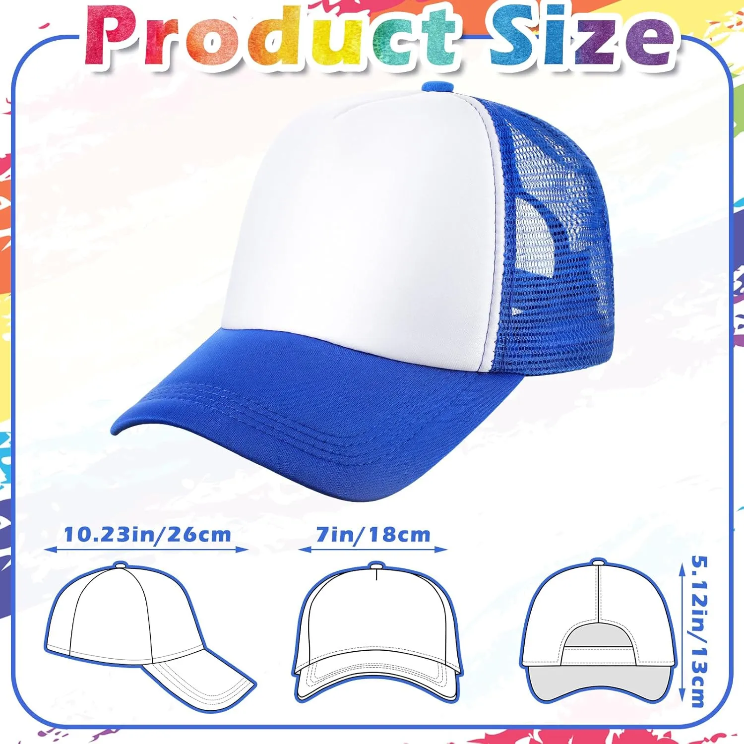 Xtinmee 36 Pcs Unisex Sublimation Hats Blank Trucker Hats Adjustable Baseball Caps for Men Women Outdoor DIY