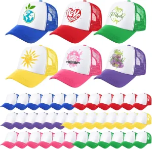 Xtinmee 36 Pcs Unisex Sublimation Hats Blank Trucker Hats Adjustable Baseball Caps for Men Women Outdoor DIY