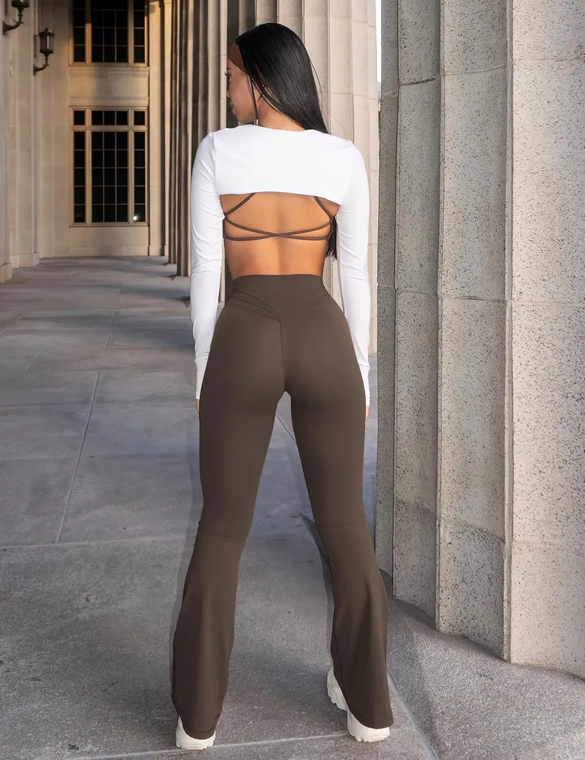 YEOREO Flare Leggings for Women Lynnie Bell Bottom Yoga Pants High Waisted Tummy Control Bootcut Workout Leggings
