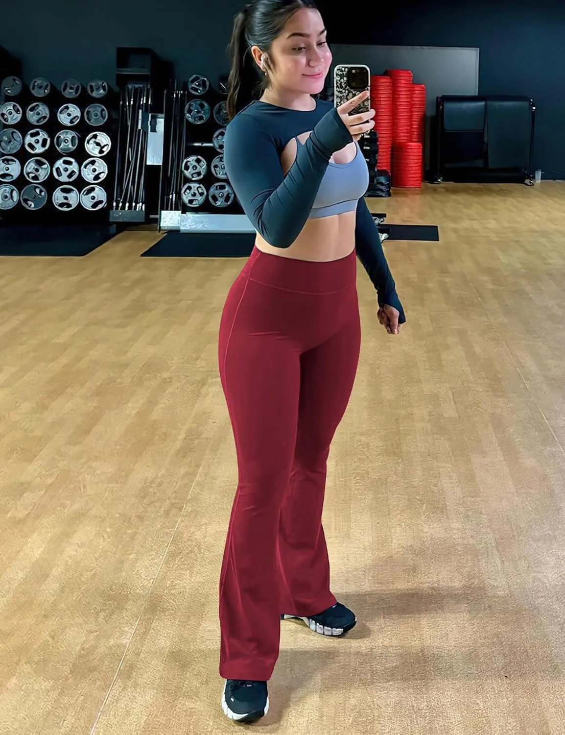 YEOREO Flare Leggings for Women Lynnie Bell Bottom Yoga Pants High Waisted Tummy Control Bootcut Workout Leggings