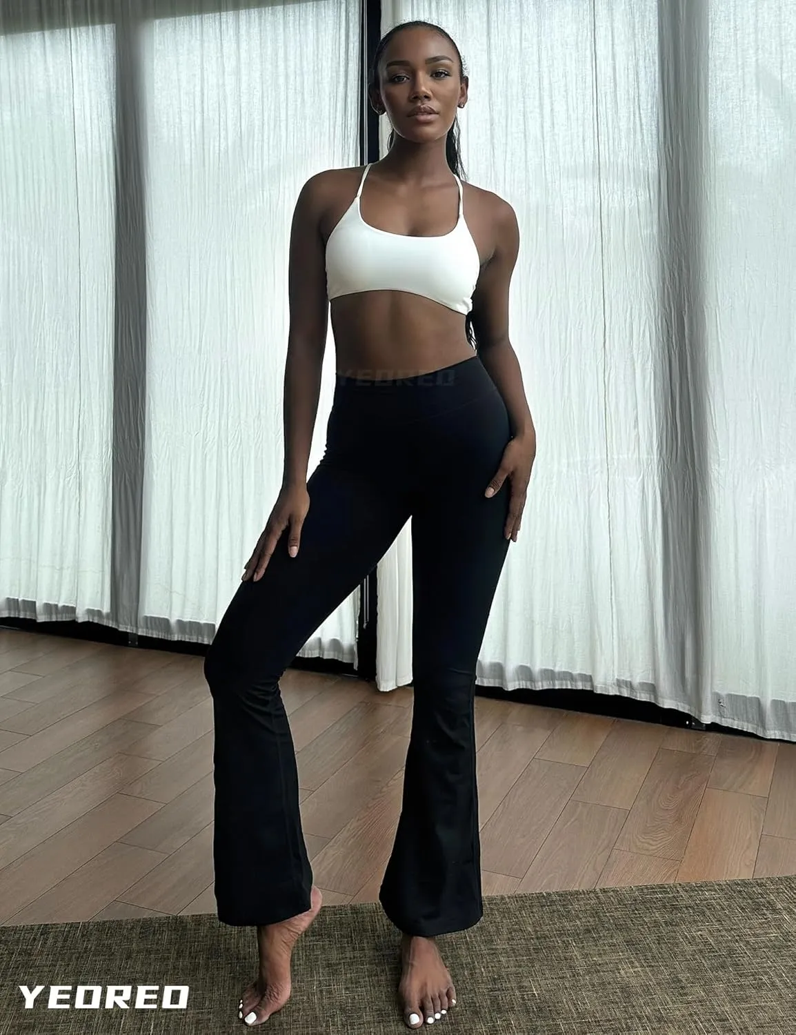 YEOREO Flare Leggings for Women Lynnie Bell Bottom Yoga Pants High Waisted Tummy Control Bootcut Workout Leggings