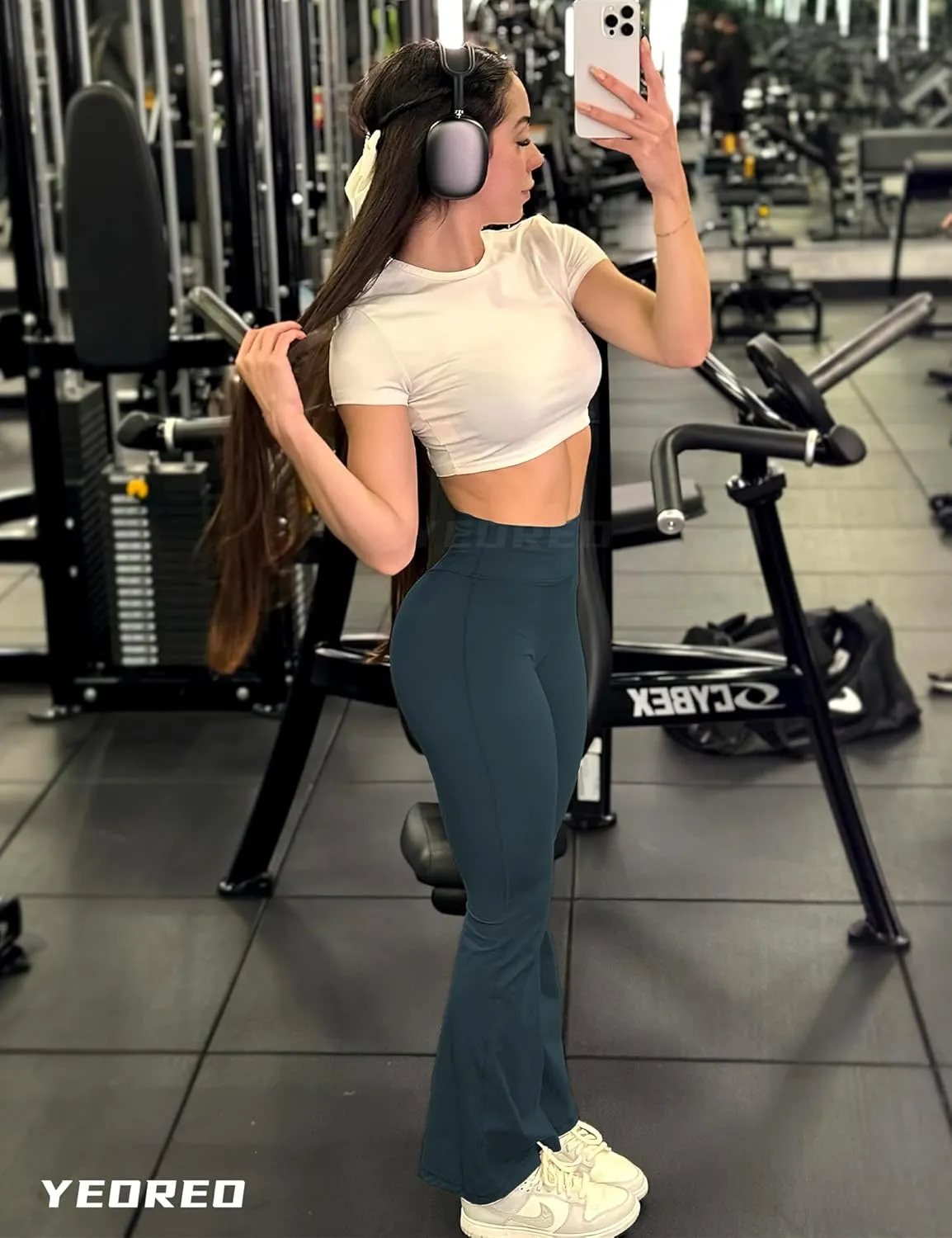 YEOREO Flare Leggings for Women Lynnie Bell Bottom Yoga Pants High Waisted Tummy Control Bootcut Workout Leggings