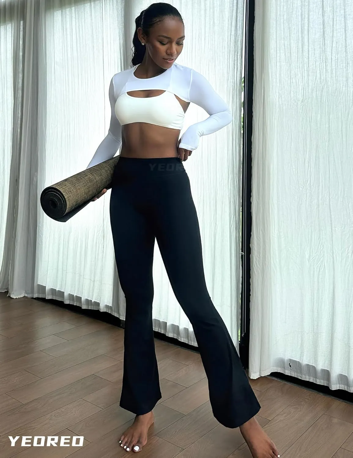 YEOREO Flare Leggings for Women Lynnie Bell Bottom Yoga Pants High Waisted Tummy Control Bootcut Workout Leggings