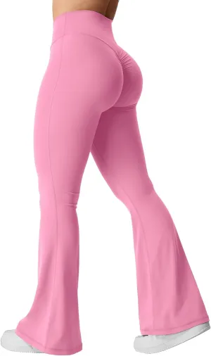 YEOREO Kalie Flare Scrunch Leggings for Women V Cross Waist Bell Bottom Yoga Pants Tummy Control Bootcut Workout Leggings