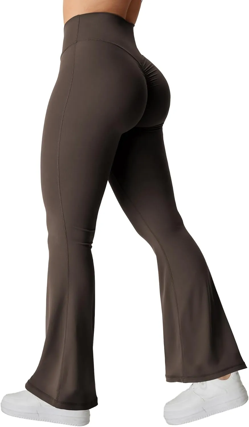 YEOREO Kalie Flare Scrunch Leggings for Women V Cross Waist Bell Bottom Yoga Pants Tummy Control Bootcut Workout Leggings