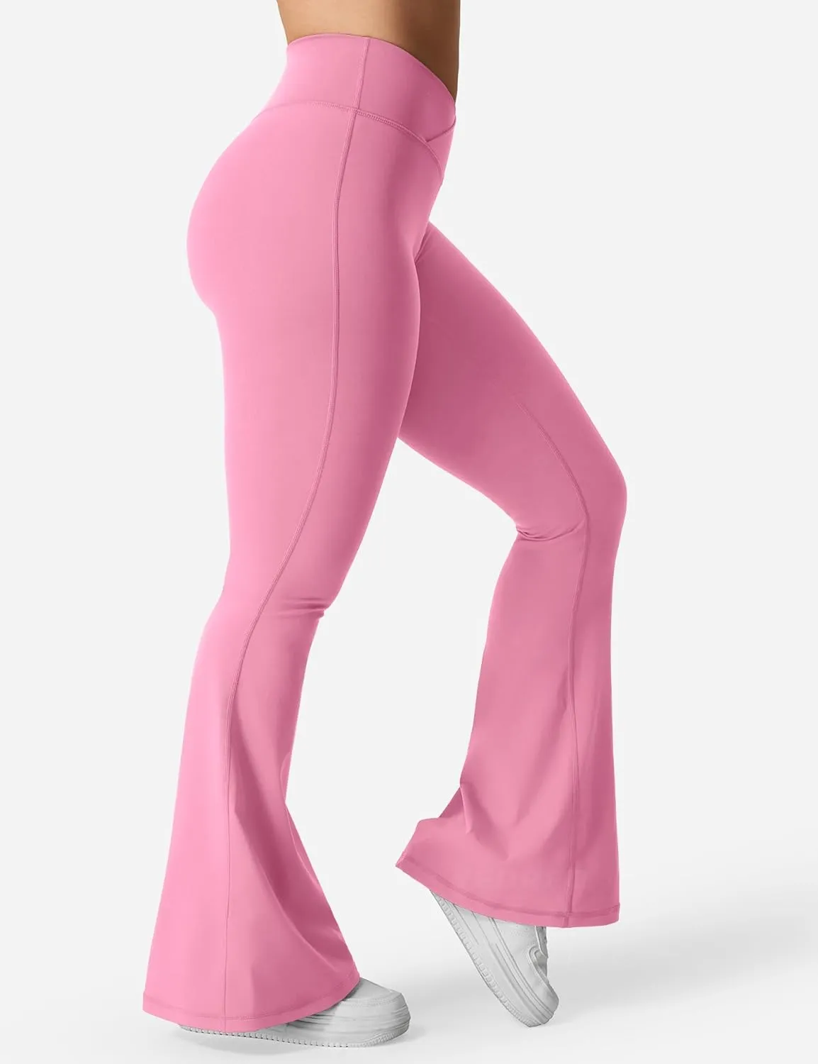 YEOREO Kalie Flare Scrunch Leggings for Women V Cross Waist Bell Bottom Yoga Pants Tummy Control Bootcut Workout Leggings