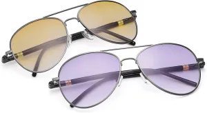 YIMI 2 Pack Invisible Bifocal Reading Glasses Sunglasses Spring Hinge UV Protection Sun Readers Anti Blue Light Eyewear