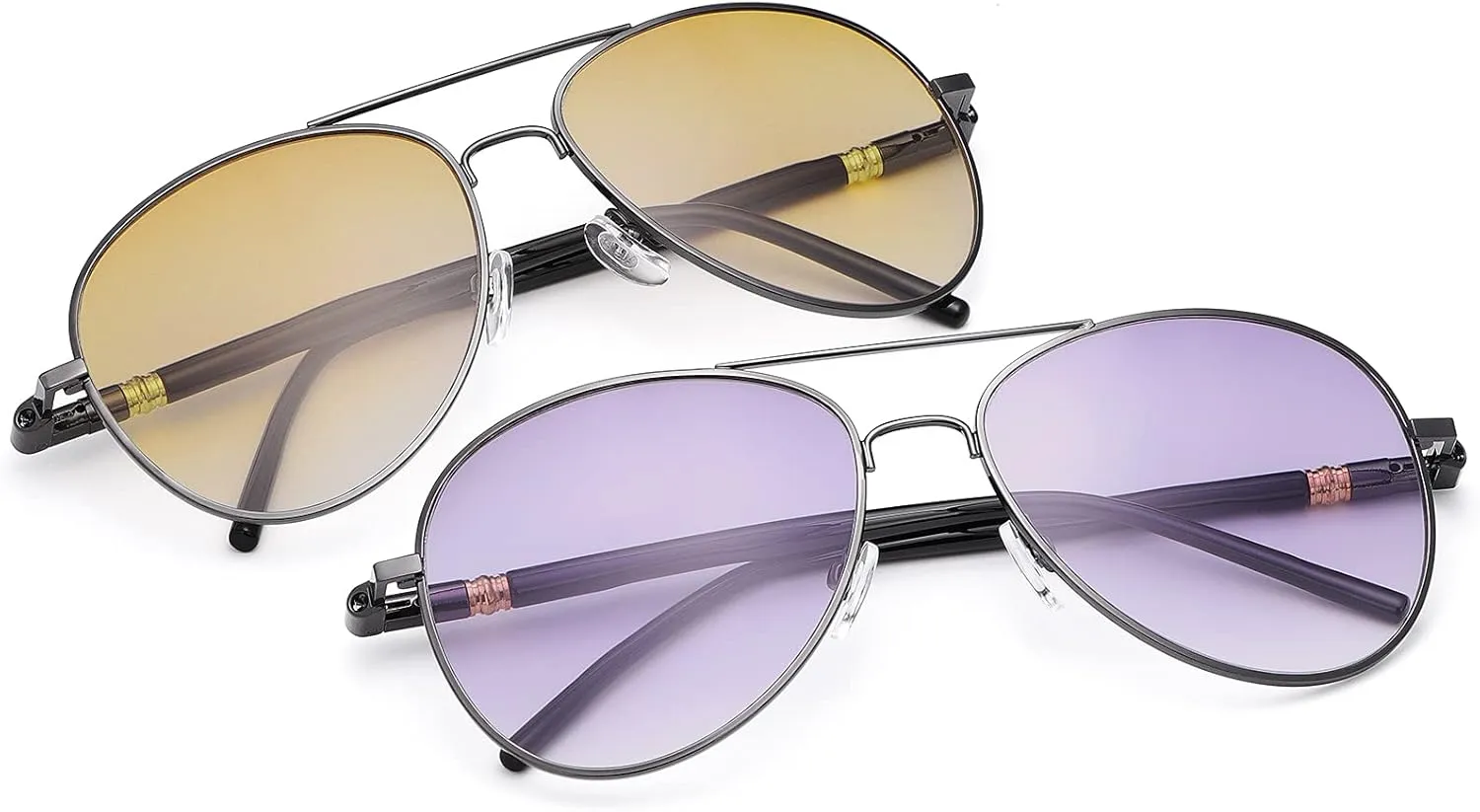 YIMI 2 Pack Invisible Bifocal Reading Glasses Sunglasses Spring Hinge UV Protection Sun Readers Anti Blue Light Eyewear
