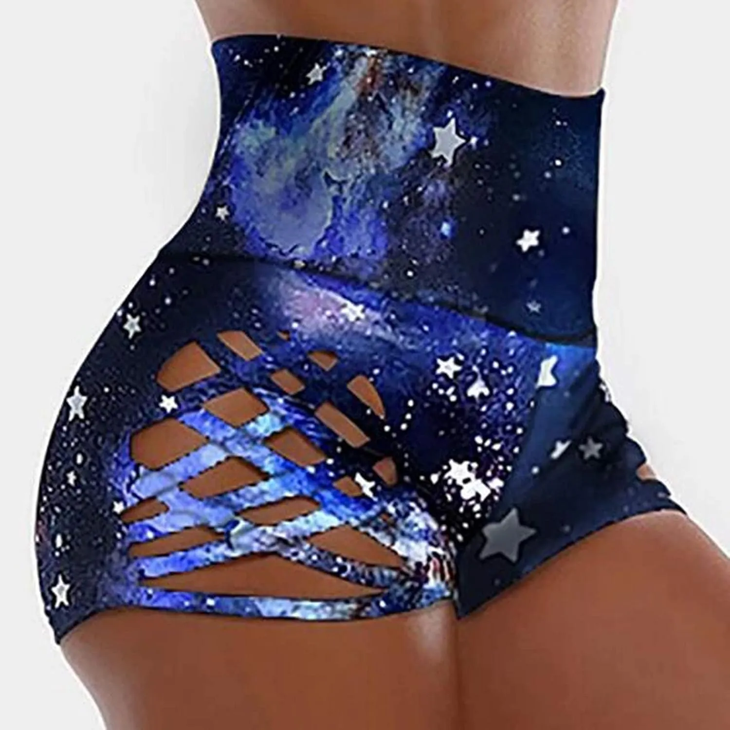 Yoga Shorts for Women Scrunch Butt Lifting Shorts Hollow Out High Waisted Running Shorts Leopard/Floral Print Biker Shorts