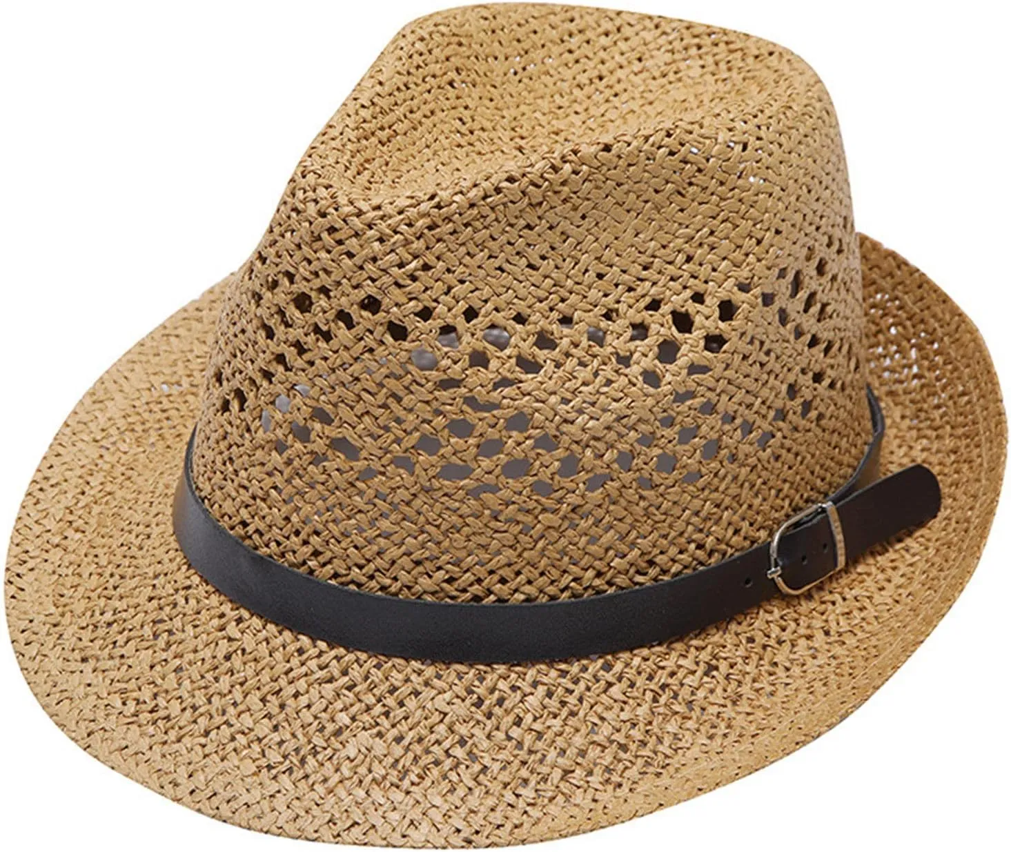 YOLAI Mens Fedora Hats with Short Brim Stra𝐰 Fedora Sun Hats for Men Women Summer Sun Hats with Adjustable Strap
