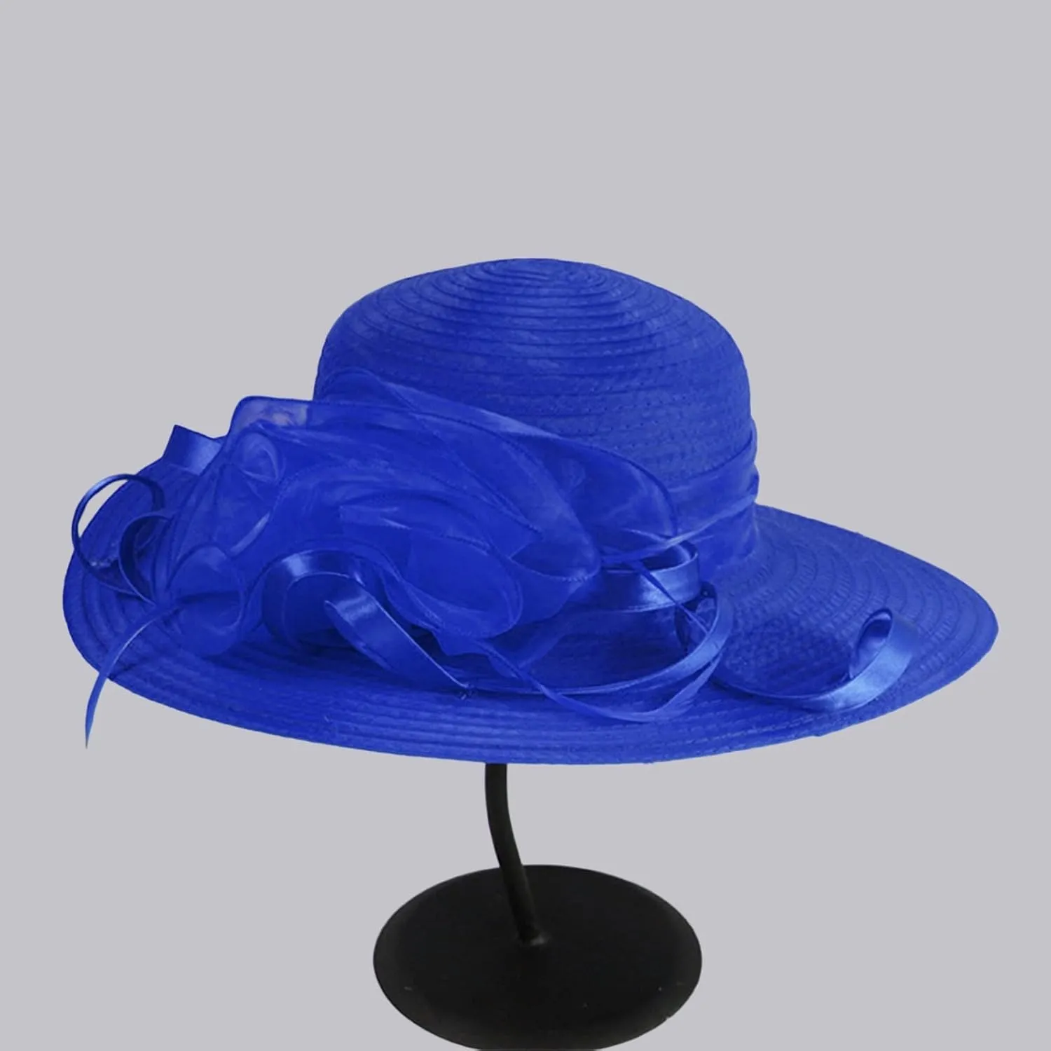 YOLAI Women Hat Tea Party Dress Hat Wide Brim Organza Church Hats 1930S Dresses for Women