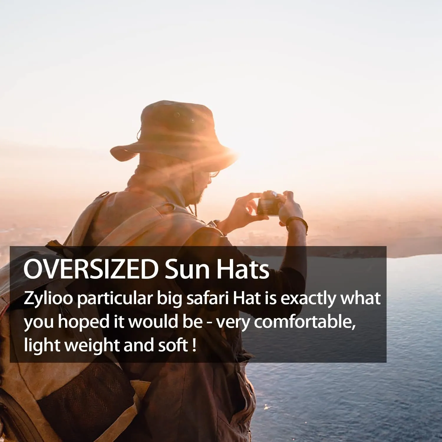 Zylioo XXL Boonie Sun Hats Washed,Oversized Wide Floppy Brim Hiking Hat for Big Heads,Large Cooling Hats with Chin Strap